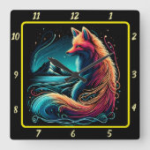 Fox mit Blick auf die Mitternachtsgebirge Quadratische Wanduhr (Vorderseite)