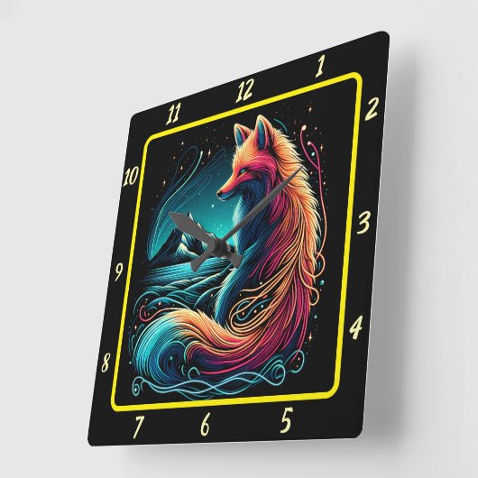 Fox mit Blick auf die Mitternachtsgebirge Quadratische Wanduhr (Winkel)