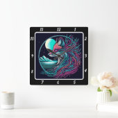 Fox mit Blick auf die Twilight Peaks Quadratische Wanduhr (Zuhause)