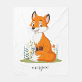Fox mit Blume, Kindername oder Ihre Nachricht Fleecedecke (Vorderseite)