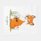 Fox mit Blume, Kindername oder Ihre Nachricht Fleecedecke (Vorderseite (Horizontal))