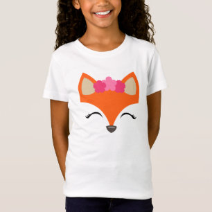 Fox mit Blumen-Kronent-stück für Kinder T-Shirt