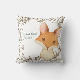 Fox mit Blumenkranz Baby Name Personalisiert Kissen