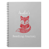 Fox mit Book Personalisiert Reading Notebook Notizblock (Vorderseite)