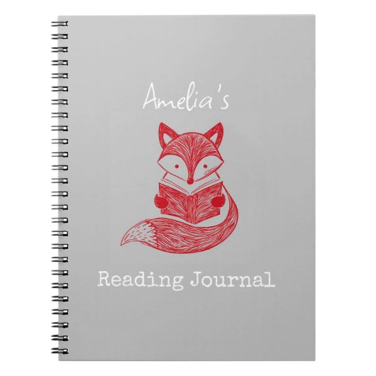 Fox mit Book Personalisiert Reading Notebook Notizblock (Vorderseite)