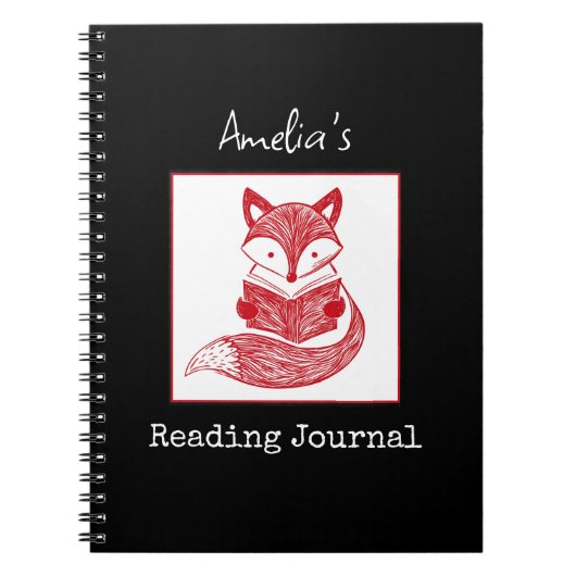 Fox mit Book Personalisiert Reading Notebook Notizblock (Vorderseite)
