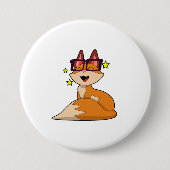 Fox mit Brille Button (Vorderseite)