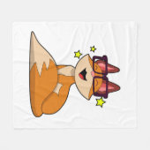 Fox mit Brille Fleecedecke (Vorderseite (Horizontal))