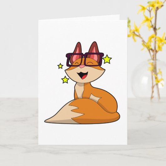 Fox mit Brille Karte (Gelbe Blume)