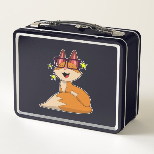 Fox mit Brille Metall Brotdose (Rückseite)