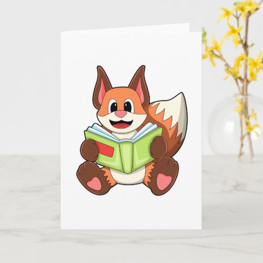 Fox mit Buch Karte (Gelbe Blume)