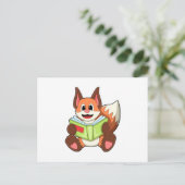 Fox mit Buch Postkarte (Stehend Vorderseite)