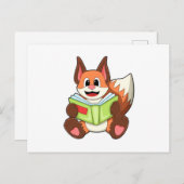Fox mit Buch Postkarte (Vorne/Hinten)