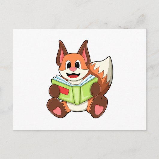 Fox mit Buch Postkarte (Vorderseite)