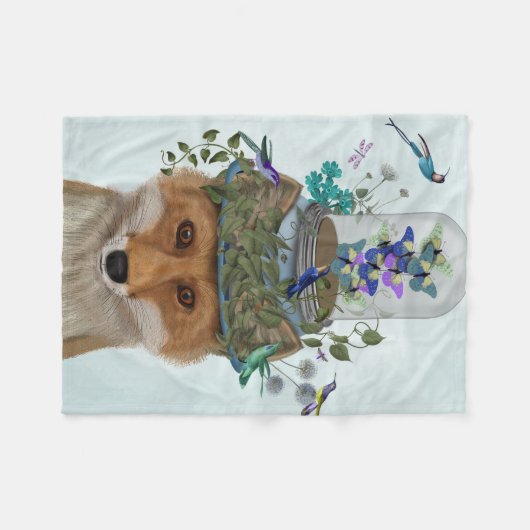 Fox mit Butterfly Bell Jar Fleecedecke (Vorderseite (Horizontal))