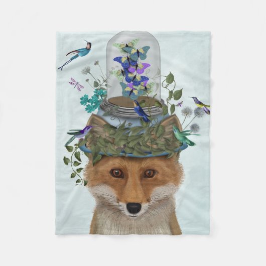 Fox mit Butterfly Bell Jar Fleecedecke (Vorderseite)