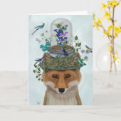 Fox mit Butterfly Bell Jar Karte (Gelbe Blume)