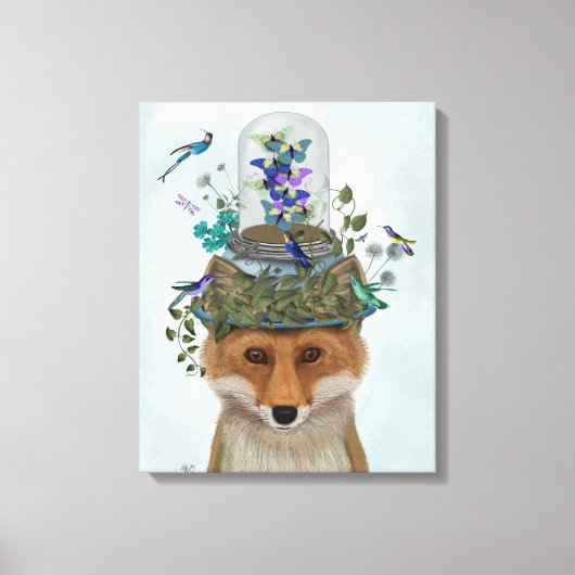 Fox mit Butterfly Bell Jar Leinwanddruck (Vorderseite)