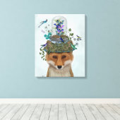 Fox mit Butterfly Bell Jar Leinwanddruck (Insitu (Holzboden))