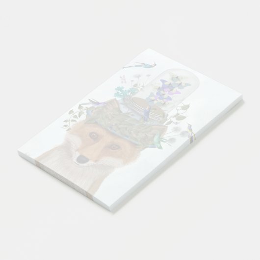 Fox mit Butterfly Bell Jar Post-it Klebezettel (angewinkelt)