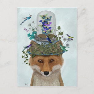Fox mit Butterfly Bell Jar Postkarte