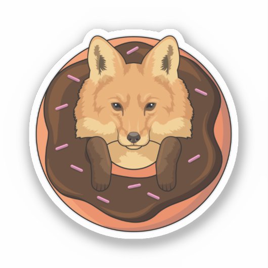 Fox mit Donut Aufkleber (Vorderseite)