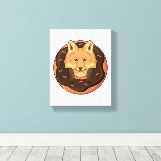 Fox mit Donut Leinwanddruck (Insitu (Holzboden))