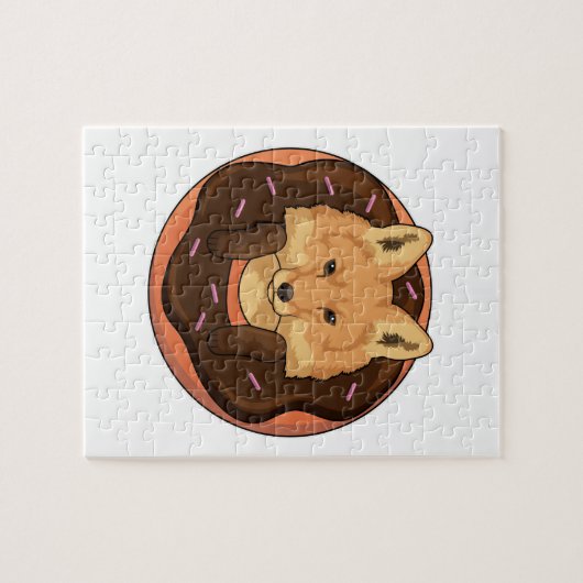 Fox mit Donut Puzzle (Horizontal)