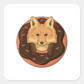 Fox mit Donut Quadratischer Aufkleber (Vorderseite)