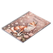 Fox mit Dreamy Pink Floral - Personalisierter Name Notizblock (Linke Seite)