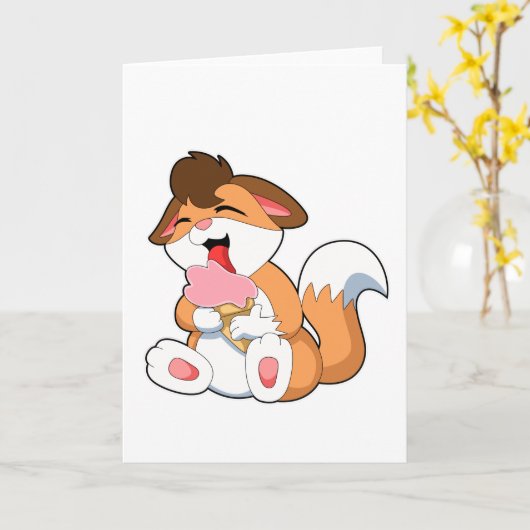 Fox mit Erdbeereis Karte (Gelbe Blume)