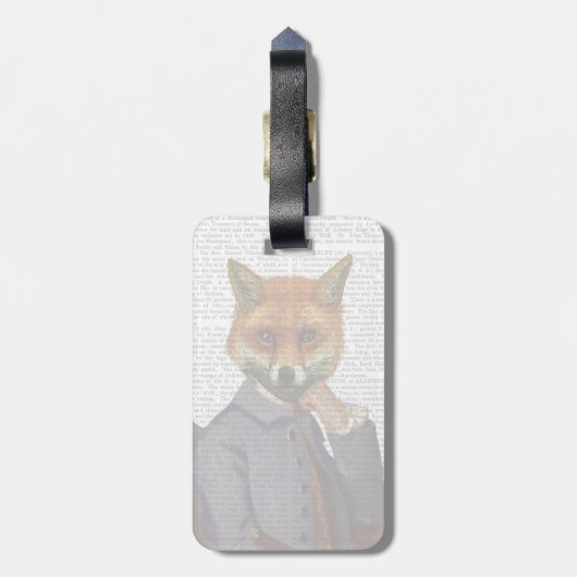 Fox mit Flute 2 Gepäckanhänger (Rückseite vertikal)