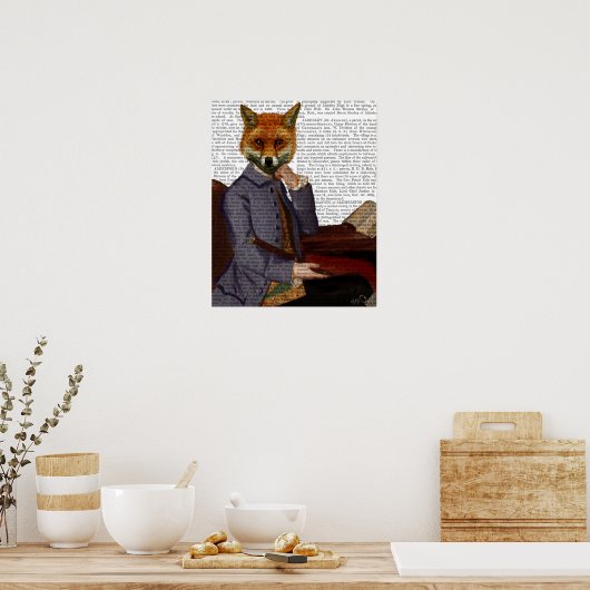 Fox mit Flute Poster (Küche)