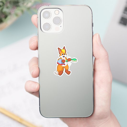 Fox mit Handtuch und Brush Aufkleber (Telefon)
