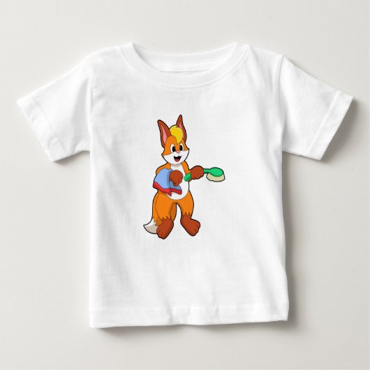 Fox mit Handtuch und Brush Baby T-shirt (Vorderseite)