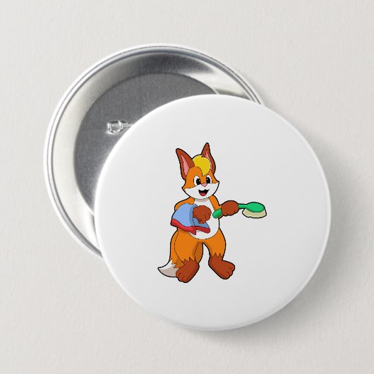 Fox mit Handtuch und Brush Button (Vorne & Hinten)