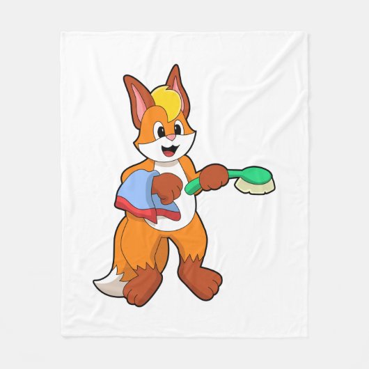 Fox mit Handtuch und Brush Fleecedecke (Vorderseite)