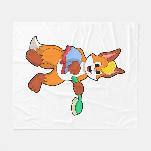 Fox mit Handtuch und Brush Fleecedecke (Vorderseite (Horizontal))