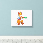 Fox mit Handtuch und Brush Leinwanddruck (Insitu (Holzboden))