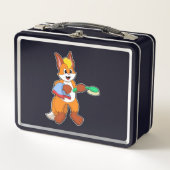 Fox mit Handtuch und Brush Metall Brotdose (Vorderseite)