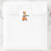 Fox mit Handtuch und Brush Quadratischer Aufkleber (Tasche)