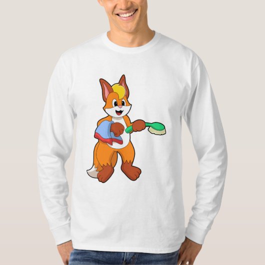 Fox mit Handtuch und Brush T-Shirt (Vorderseite)