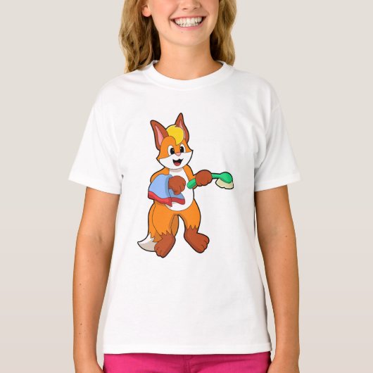 Fox mit Handtuch und Brush T-Shirt (Vorderseite)