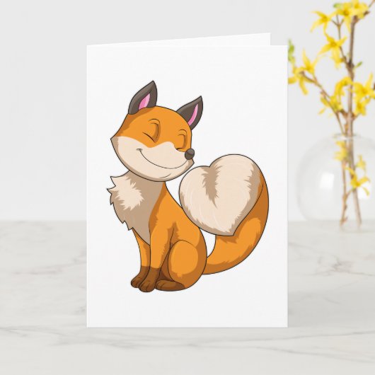 Fox mit Herz Karte (Gelbe Blume)