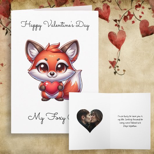 Fox mit Herz Personalisiertes Foto Valentine Karte
