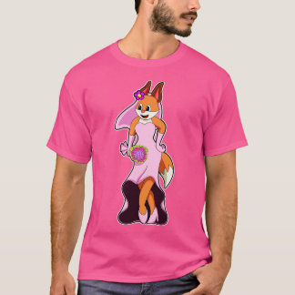 Fox mit Hochzeitskleid Haufen Blume T-Shirt
