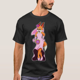 Fox mit Hochzeitskleid Haufen Blume T-Shirt