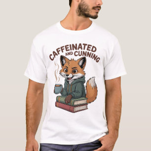 Fox mit Hoodie & Coffee Cup Design T-Shirt