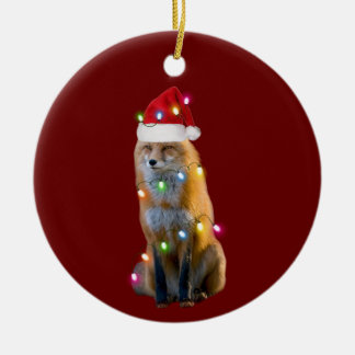Fox mit Hut-Leuchten Weihnachten Keramik Ornament