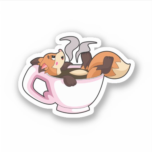Fox mit Kaffee-Cup Aufkleber (Vorderseite)